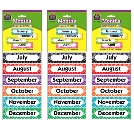 TEACHER CREATED RESOURCES Chevrons and Dots Monthly Headliners, PK36 TCR5544